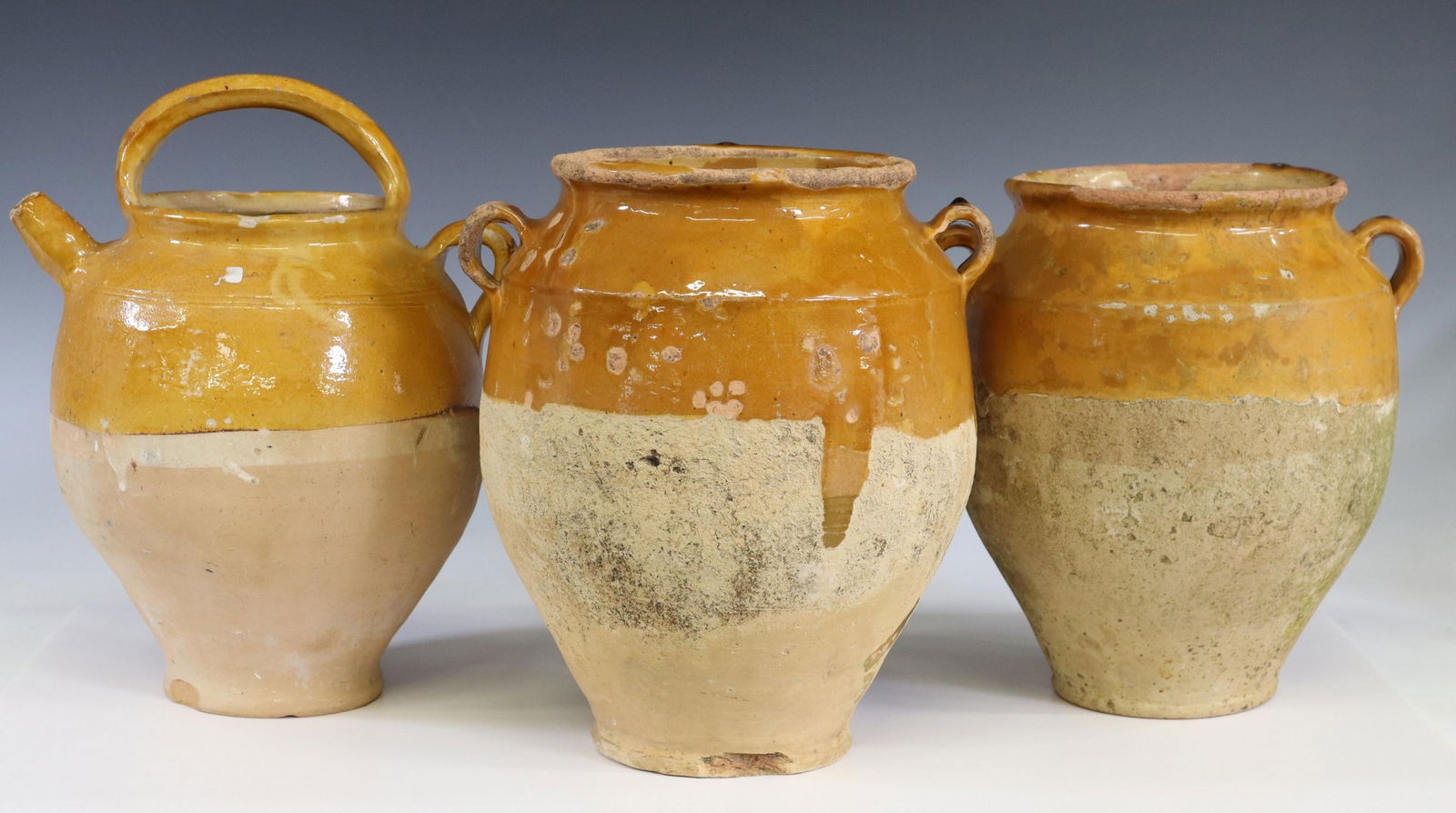 (3) FRENCH PROVINCIAL EARTHENWARE OCHRE VESSELS (1 of 3)