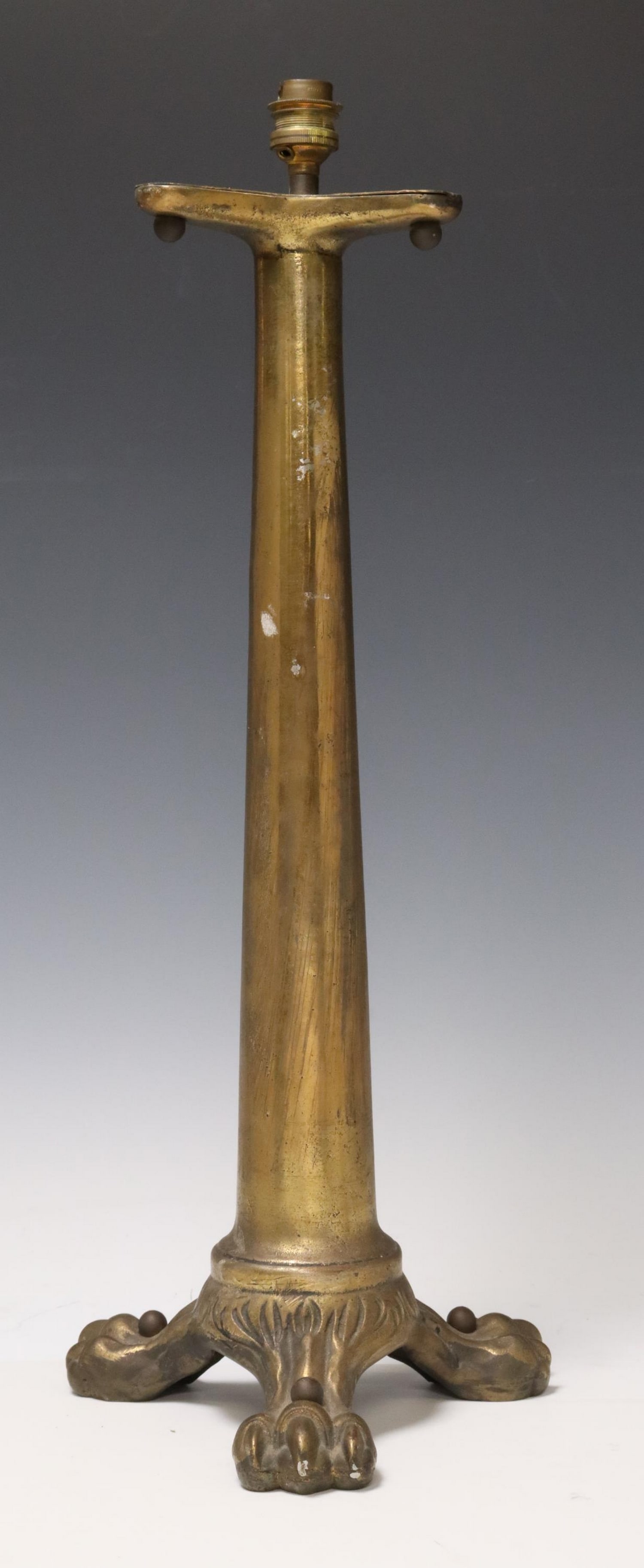 FRENCH GILT METAL TABLE LAMP ON PAW FEET (1 of 5)