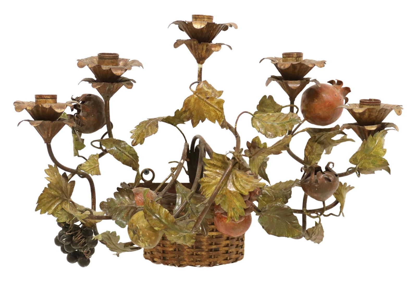 ITALIAN TOLE PEINTE FRUIT BASKET CANDLE SCONCE (1 of 3)