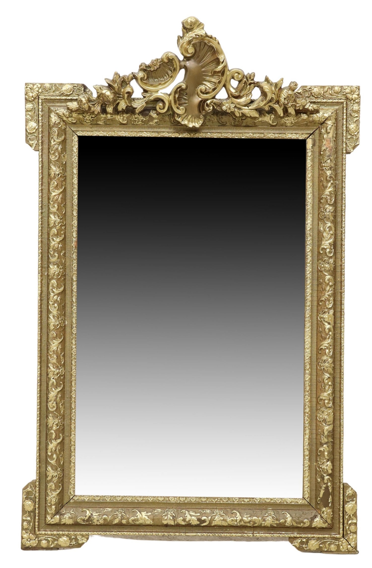 FRENCH LOUIS XV STYLE GILT PAINTED BEVELED MIRROR (1 of 3)