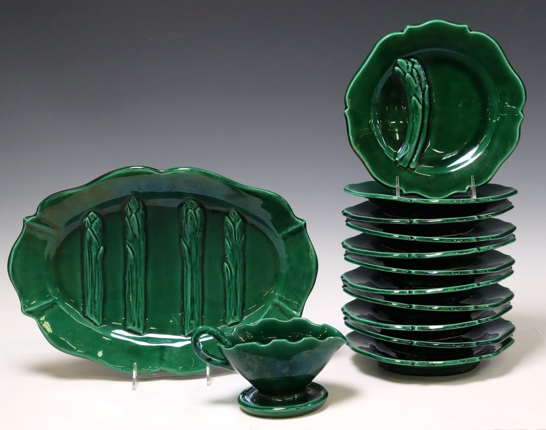 (13) FRENCH VALLAURIS FAIENCE ASPARAGUS SERVICE (1 of 4)