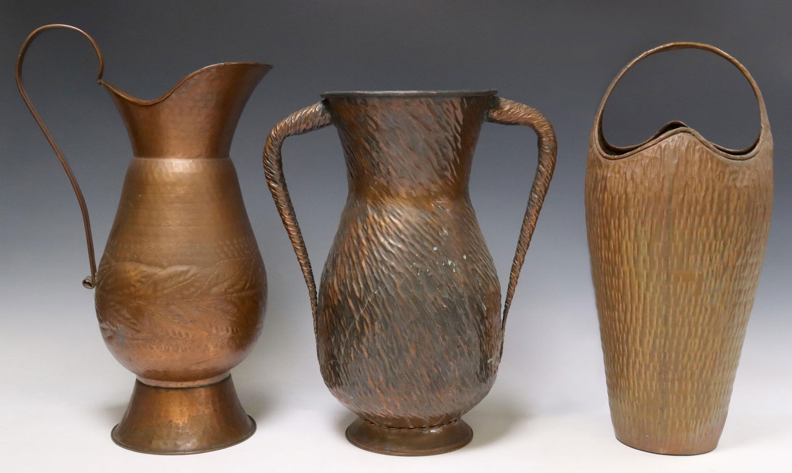 (3) ITALIAN COPPER UMBRELLA STANDS & PITCHER (1 of 3)