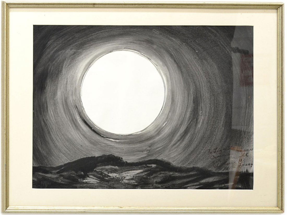 FRAMED WATERCOLOR PAINTING, MICHAEL FRARY, TEXAS: Framed watercolor painting, Moon Light, signed with sentiment lower right Michael Frary, (Texas, 1918-2005), sight: 19"h, 26"w, overall: 24.75"h, 33.5"w, 10.5lbs Start Price: $80.00