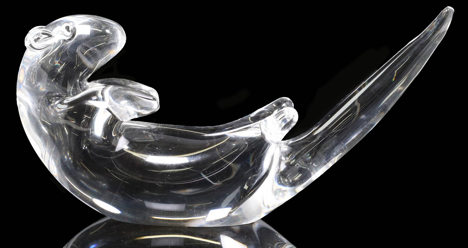 Steuben James Houston Glass Reclined Otter Figure Auction