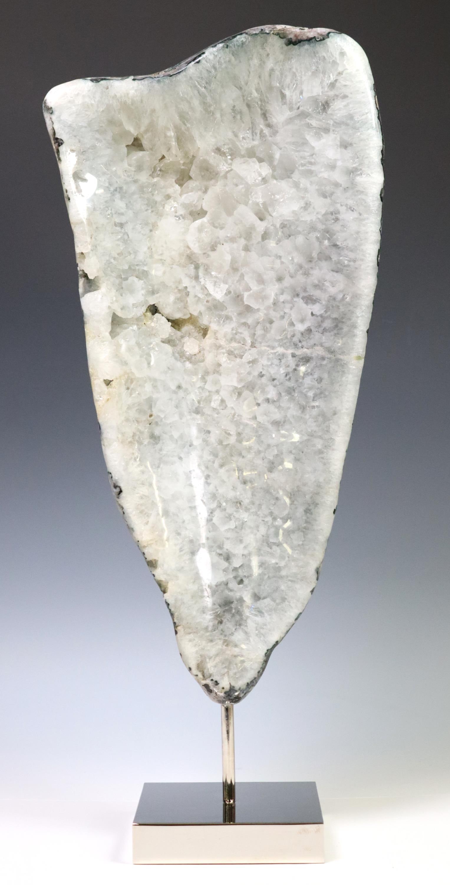 GEOLOGICAL AGATE SPECIMEN ON POLISHED NICKEL BASE (1 of 3)