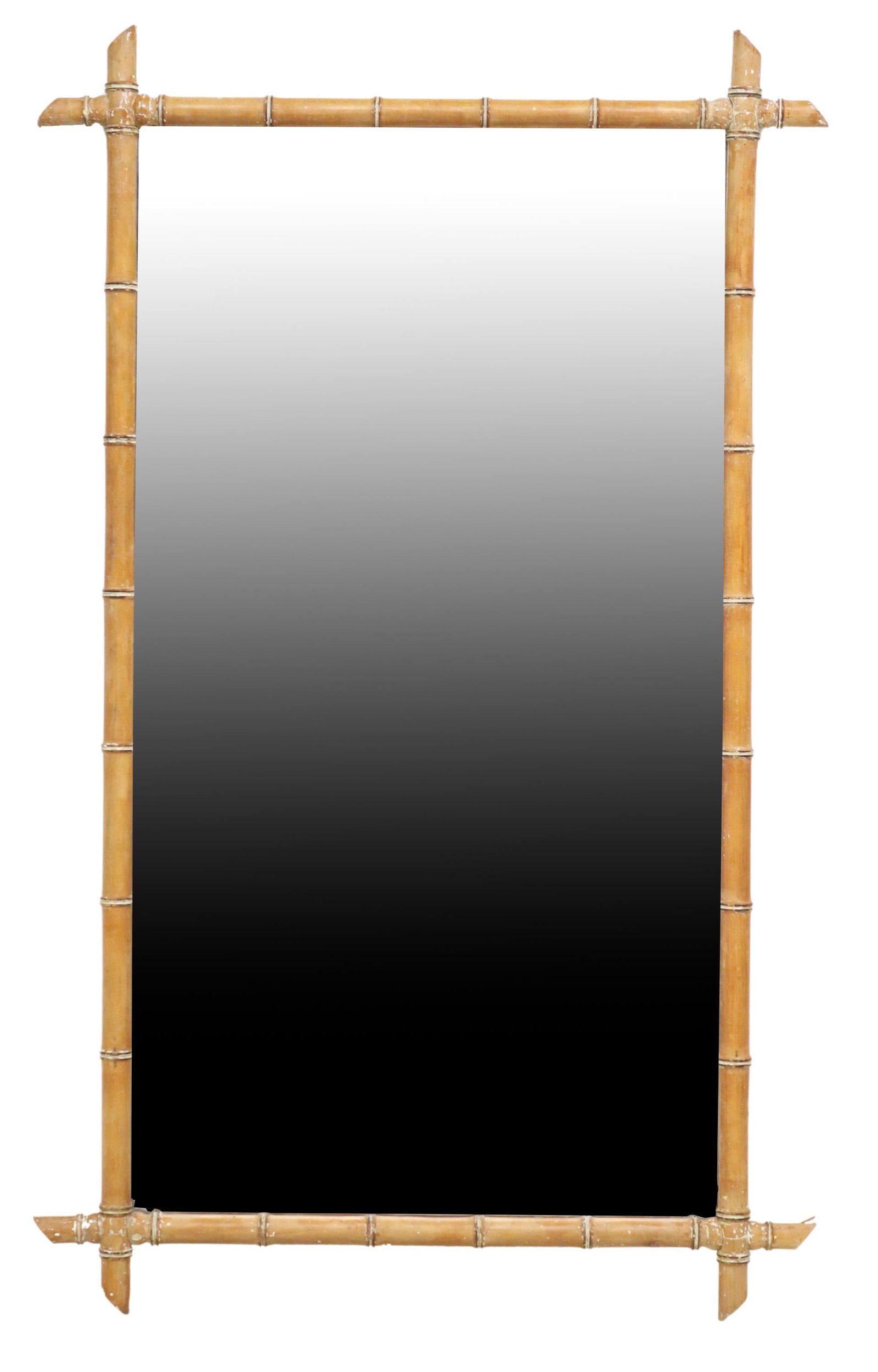 FRENCH TURNED WOOD FAUX BAMBOO FRAMED MIRROR (1 of 3)