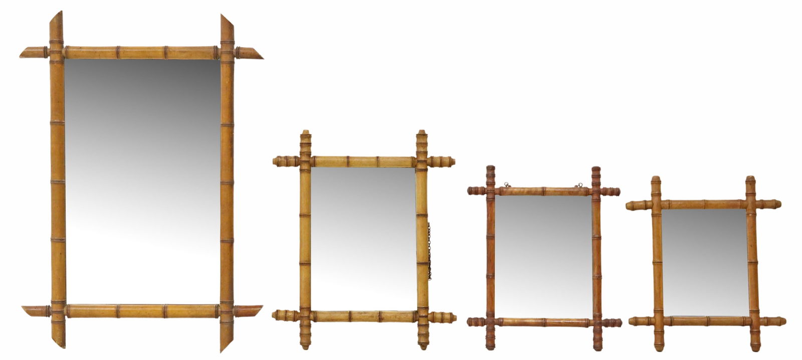 (4) FRENCH TURNED WOOD FAUX BAMBOO MIRRORS (1 of 3)