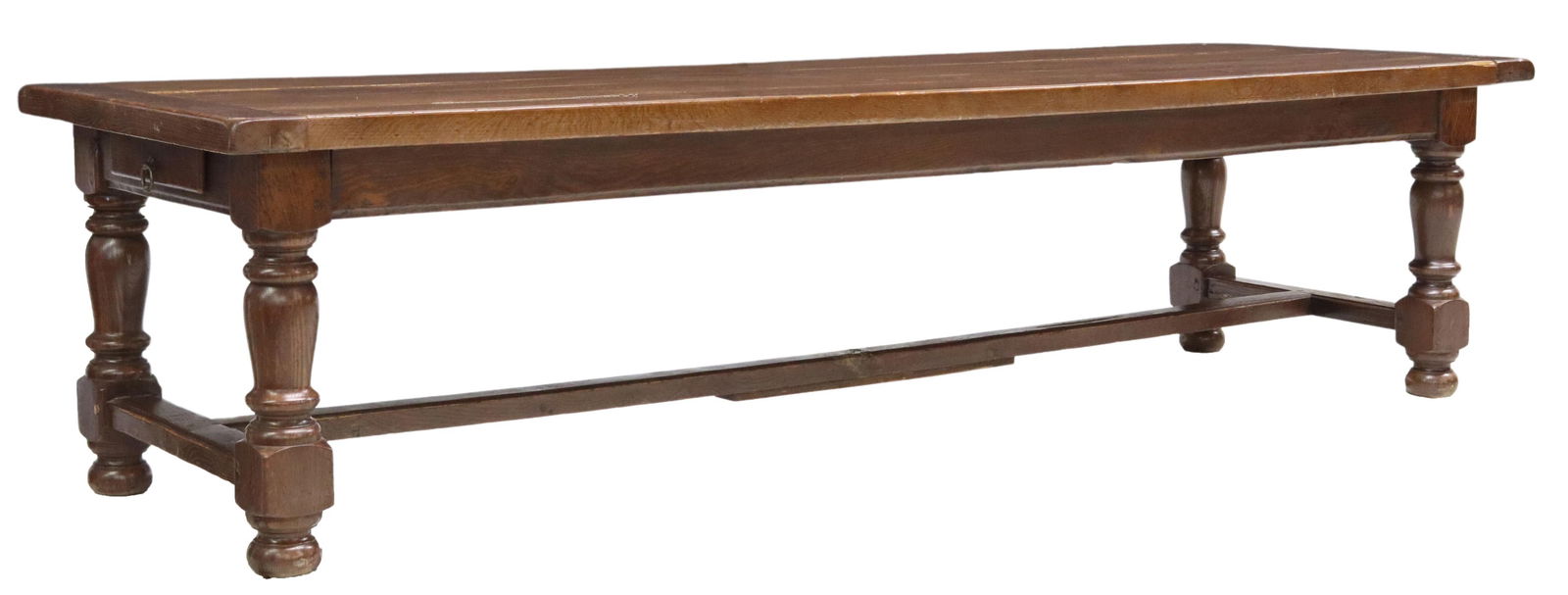 FRENCH PROVINCIAL OAK FARMHOUSE TABLE, 118"L (1 of 5)