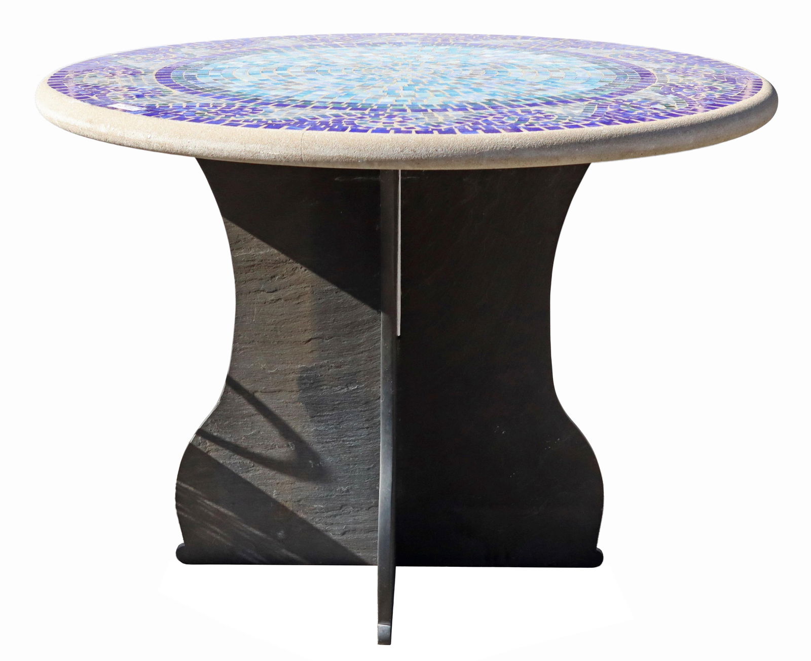MOSAIC-TOP CONCRETE & SLATE GARDEN PEDESTAL TABLE (1 of 3)