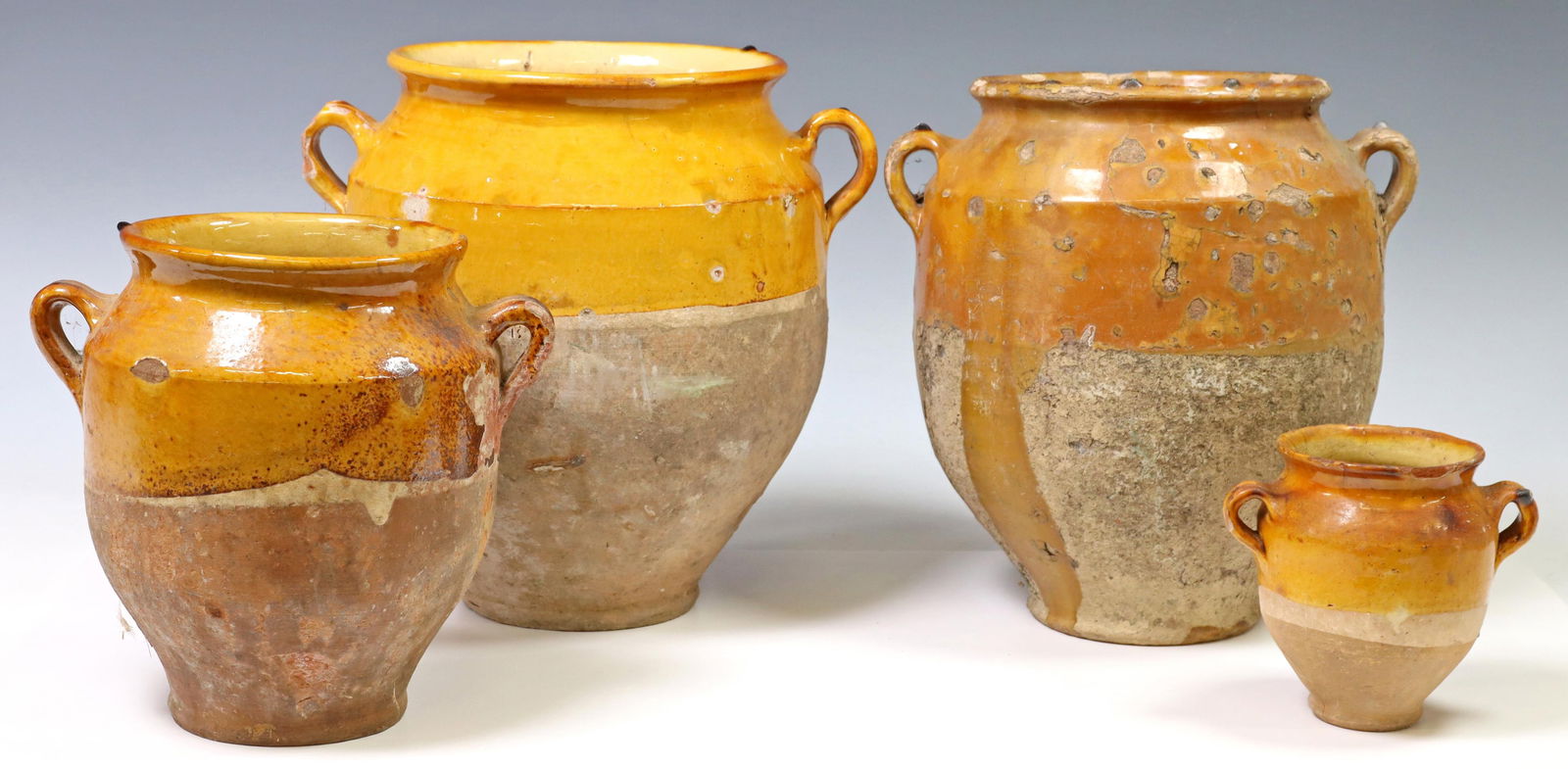 (4) FRENCH YELLOW-GLAZED EARTHENWARE CONFIT JARS (1 of 4)