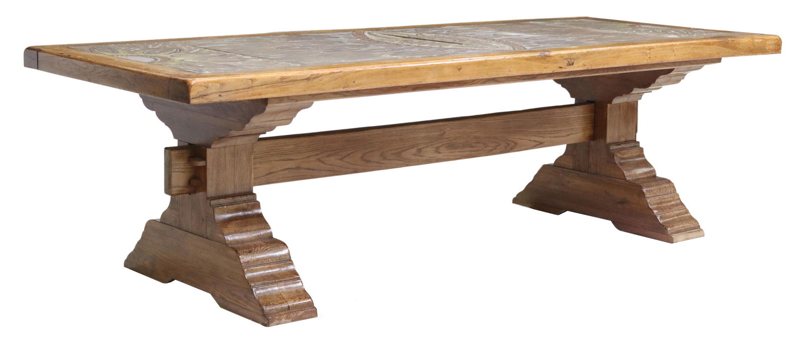 FRENCH OAK DINING TABLE VALLAURIS CERAMIC TILES (1 of 4)