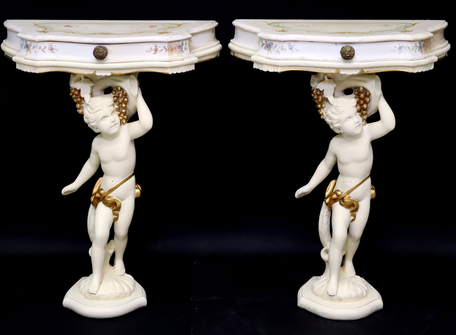 (2) ITALIAN PAINT-DECORATED CHERUB CONSOLES (1 of 6)