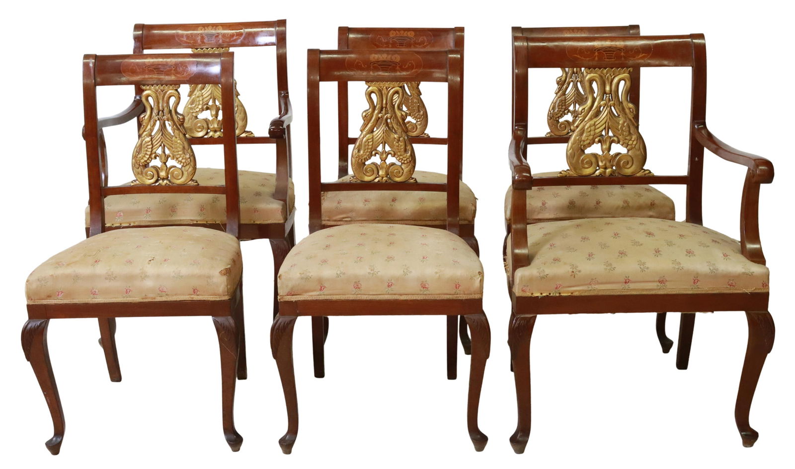 (6) NEOCLASSICAL STYLE SWAN-BACK MAHOGANY CHAIRS (1 of 5)