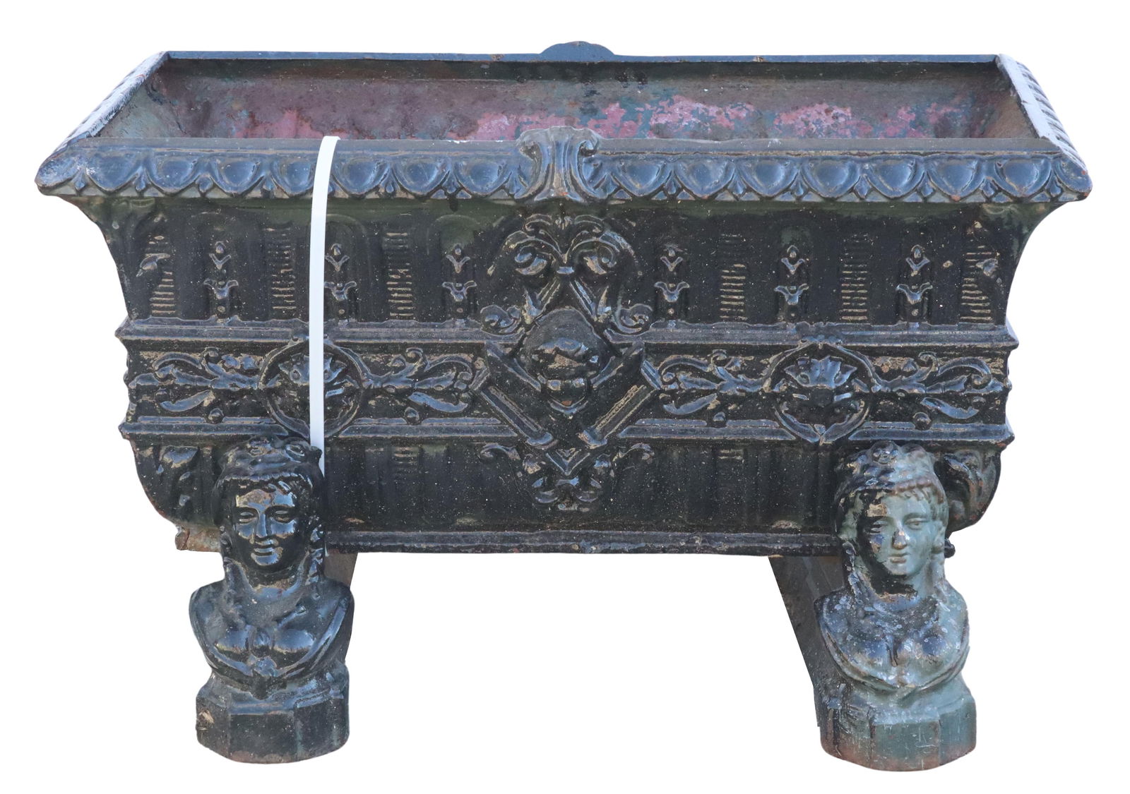 CAST IRON GARDEN PLANTER BASIN ON FIGURAL RISERS (1 of 3)