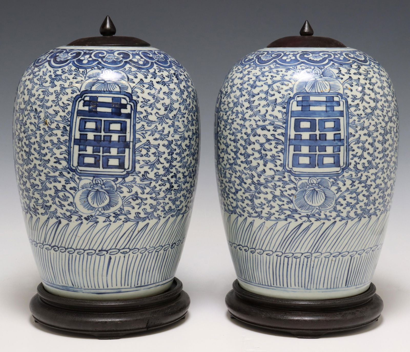(2) CHINESE BLUE & WHITE PORCELAIN MELON JARS (1 of 4)