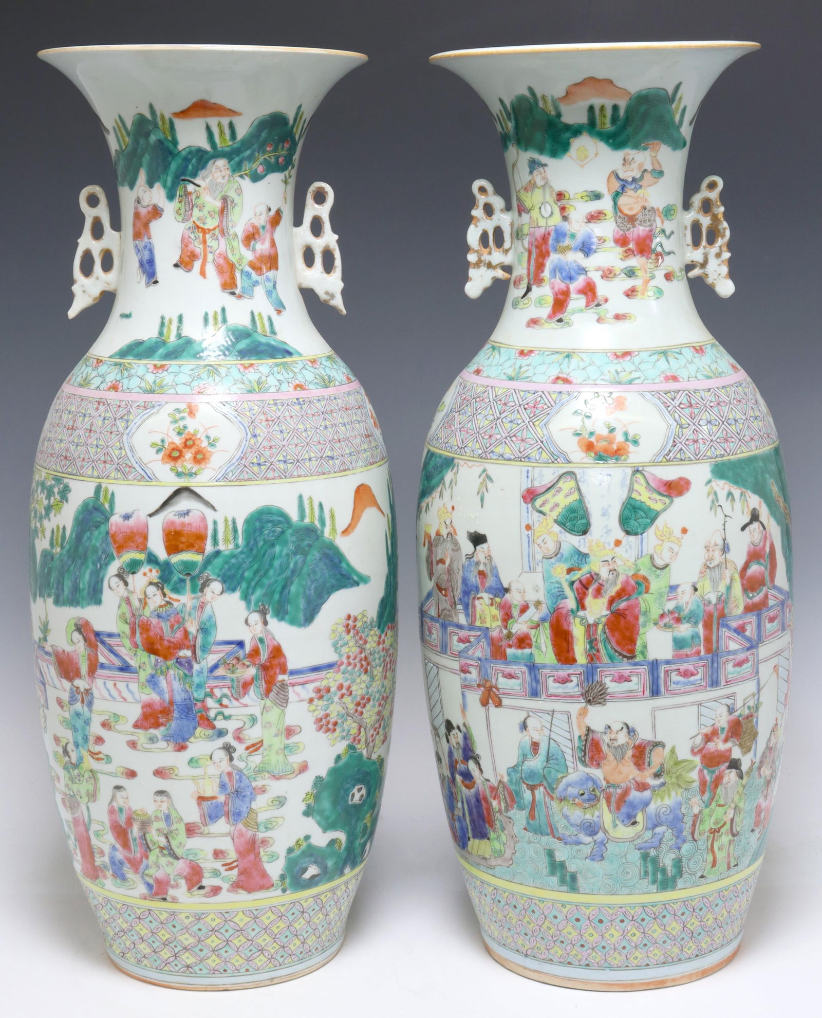 2) LARGE CHINESE FAMILLE ROSE PORCELAIN VASES 23"H (1 of 3)