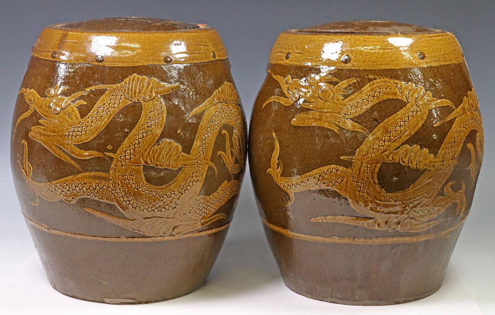 (2) CHINESE GLAZED EARTHENWARE MARTABAN JARS (1 of 3)