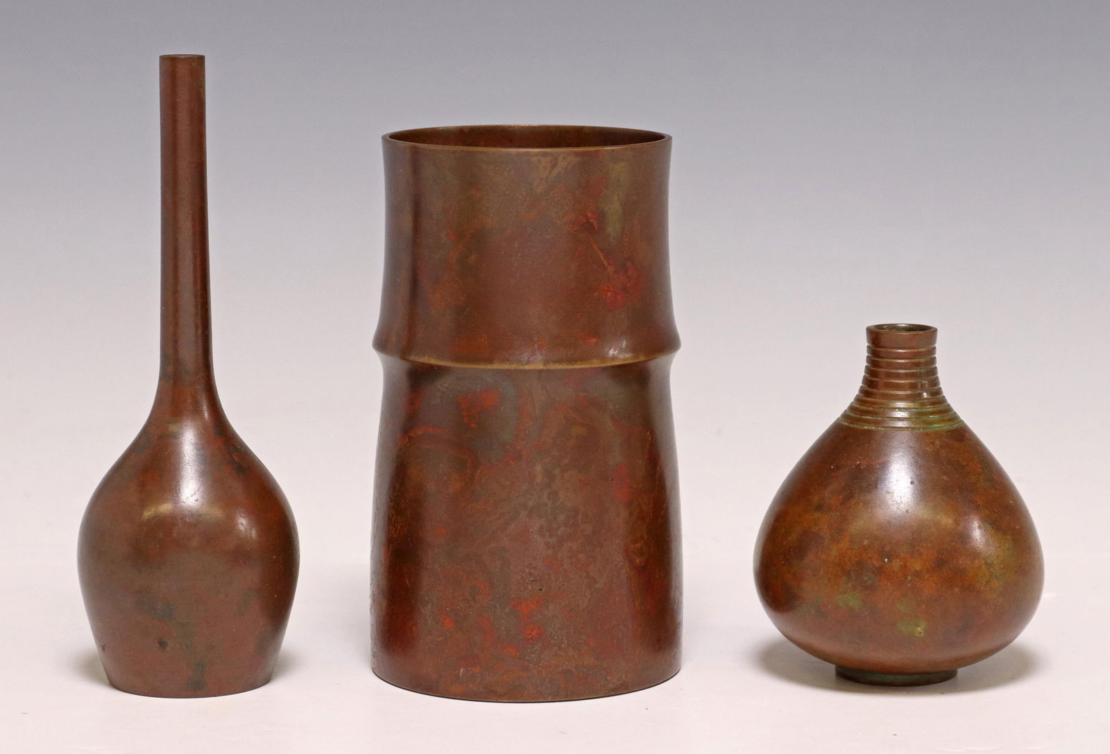 (3) JAPANESE BRONZE VASES (1 of 6)