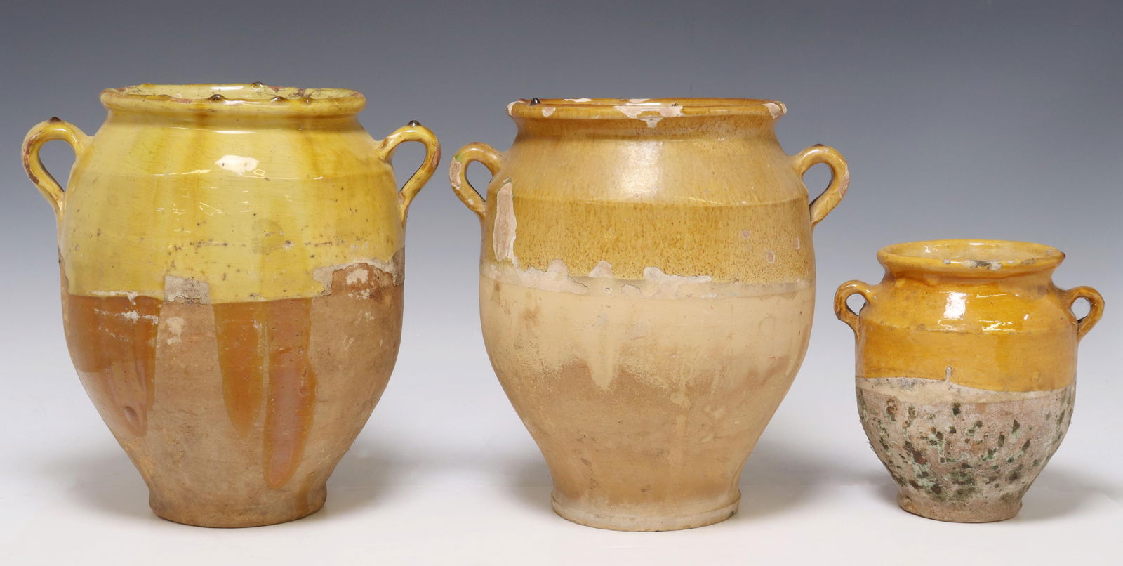 (3) FRENCH YELLOW-GLAZED EARTHENWARE CONFIT JARS (1 of 3)