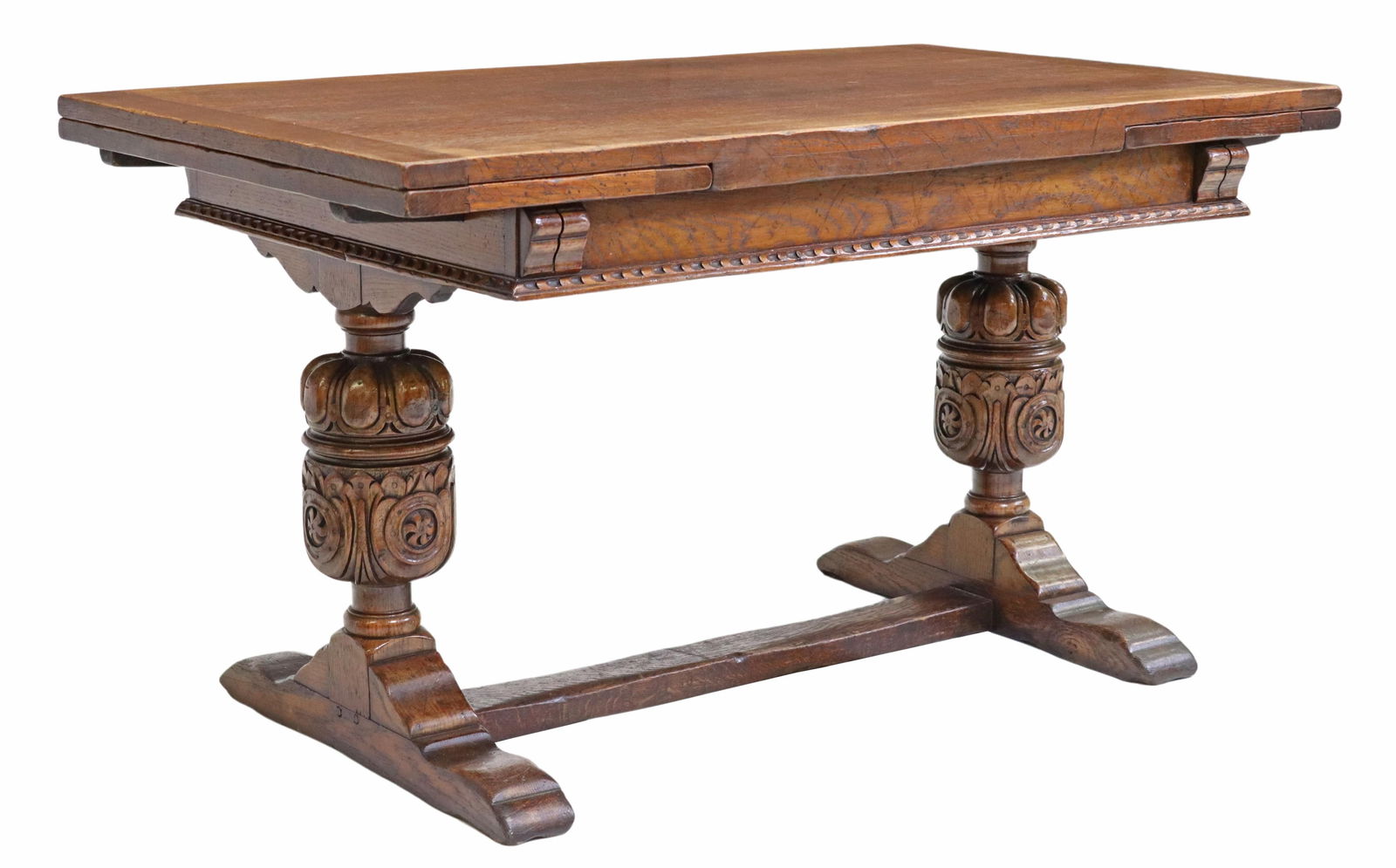 ENGLISH JACOBEAN STYLE CARVED OAK DRAW-LEAF TABLE (1 of 6)