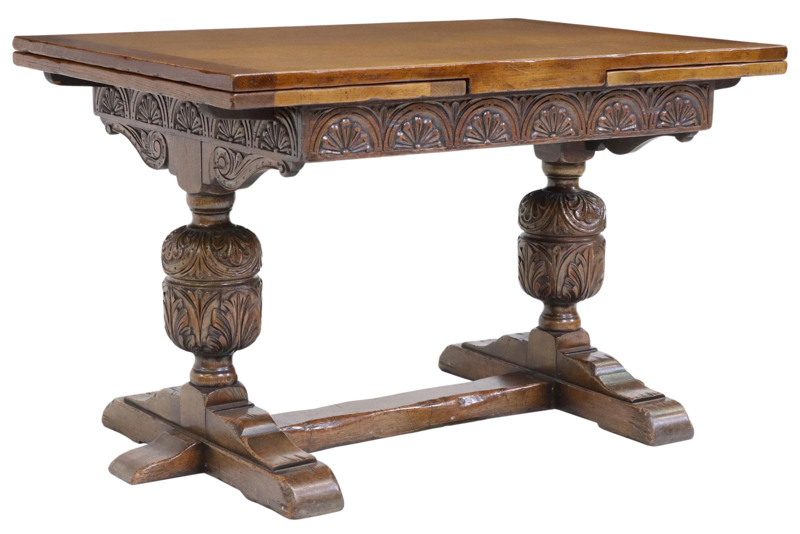 ENGLISH JACOBEAN STYLE CARVED OAK DRAW-LEAF TABLE (1 of 6)
