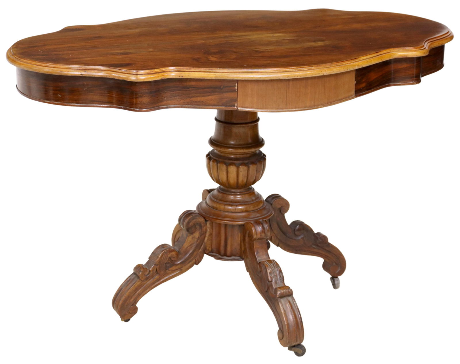 FRENCH LOUIS PHILIPPE BURLWOOD PEDESTAL TABLE (1 of 5)