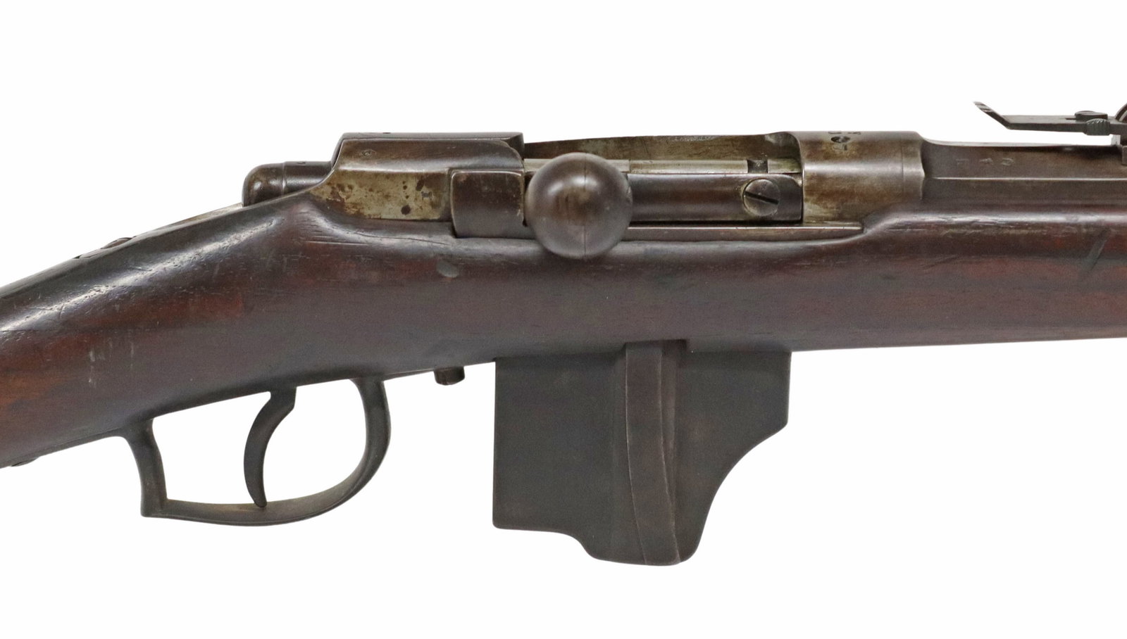 DUTCH P. STEVENS MAASTRICHT MODEL 1871/73 RIFLE: Dutch Beaumont Model 1871/73 Rifle by P. Stevens, Maastricht, Netherlands, 11mm caliber, bolt action, converted c.1890 with installed box magazine, numerous inspection marks, 33.25" part octagonal, pa
