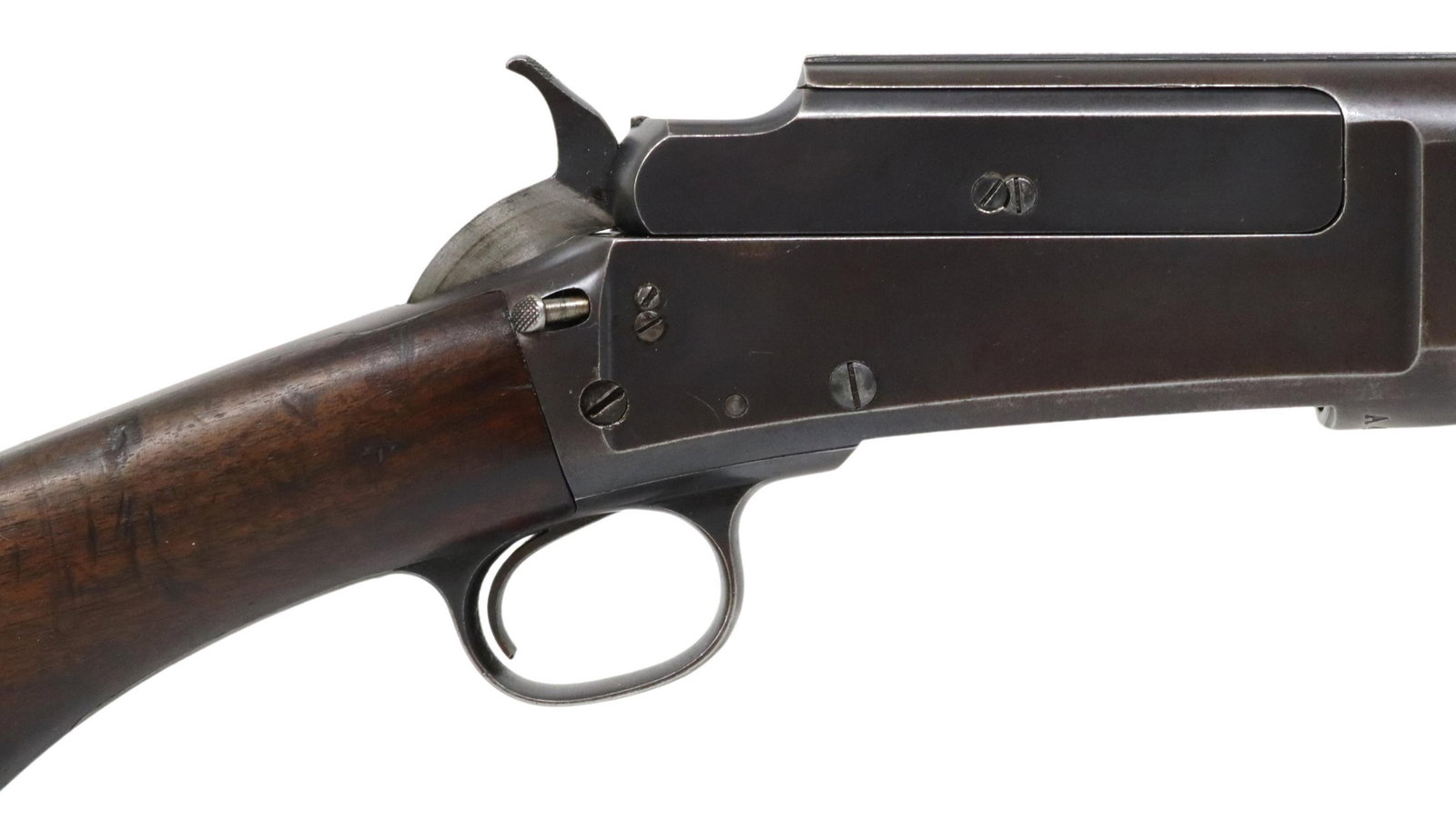 MARLIN MODEL 19-3 SLIDE ACTION 12 GAUGE SHOTGUN: Marlin Model 19-S Shotgun, slide action, 12 gauge, exposed hammer, 20.5" barrel, bead front sight, barrel top with two line address and last patent Nov. 19, 1904, hardwood stock, barrel brown with lig