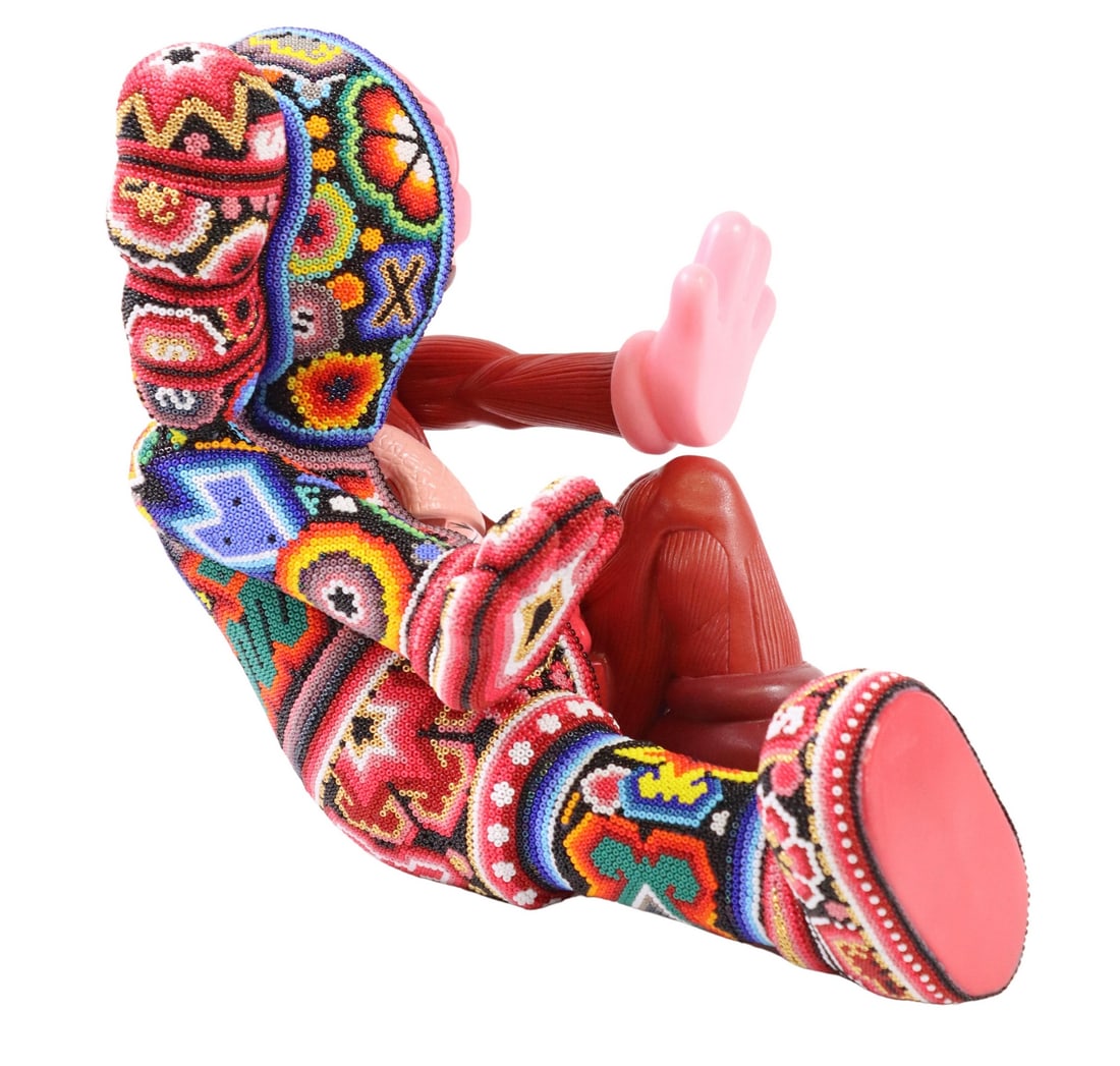 CHROMA AKA RICK WOLFRYD (B1953) 'RESTING IN PLACE': Vinyl figure with applied beads, "Resting in Place," Chroma aka Rick Wolfryd (Richard Wolfryd, California/ Mexico, b.1953), after KAWS, signed, titled, dated 2023, and inscribed TP.0030 to the undersi