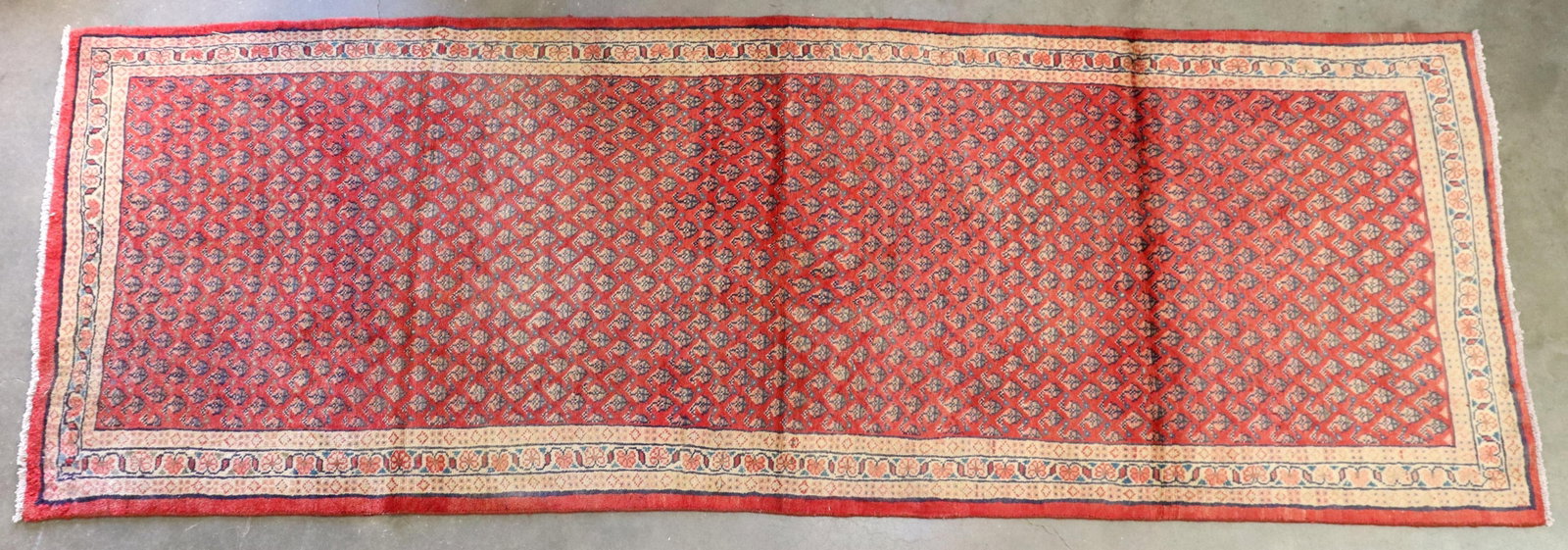 HAND-TIED PERSIAN HAMADAN RUNNER, 10'7.25" X 3'8": Hand-tied Persian Hamadan runner, approx,10'7.25"l, 3'8"w **Please Note: All of the rugs offered in this auction would likely benefit from a professional cleaning. Estate rugs may show some wear and i