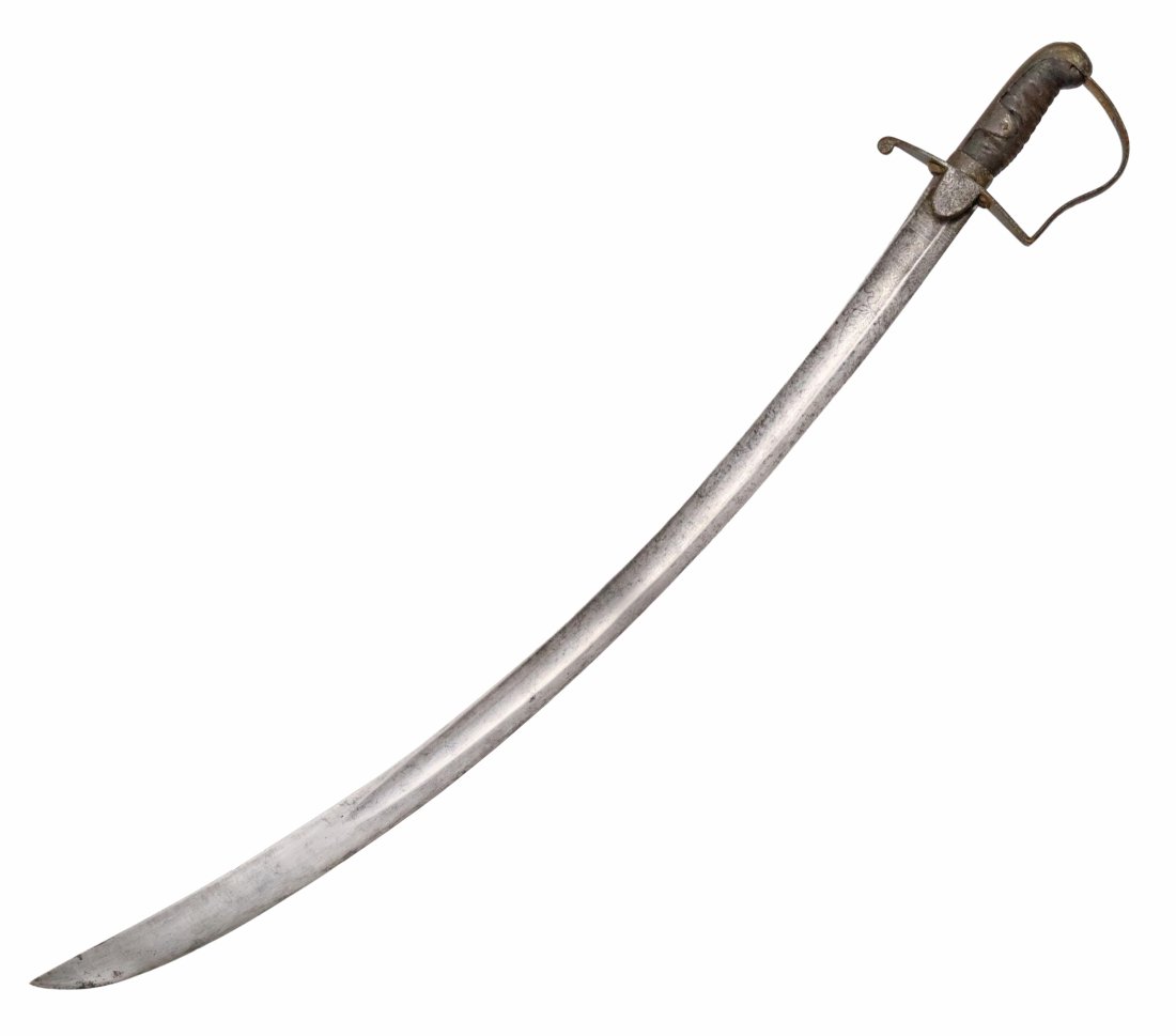BRITISH PATTERN 1796 CAVALRY SWORD, PARKER FIELD: British 1796 Pattern Light Cavalry sword, the 32.5" curved blade engraved near the left ricasso with foliate decoration and the makers name "Parker Field & Sons, 233 Holborn, London, each side of the 