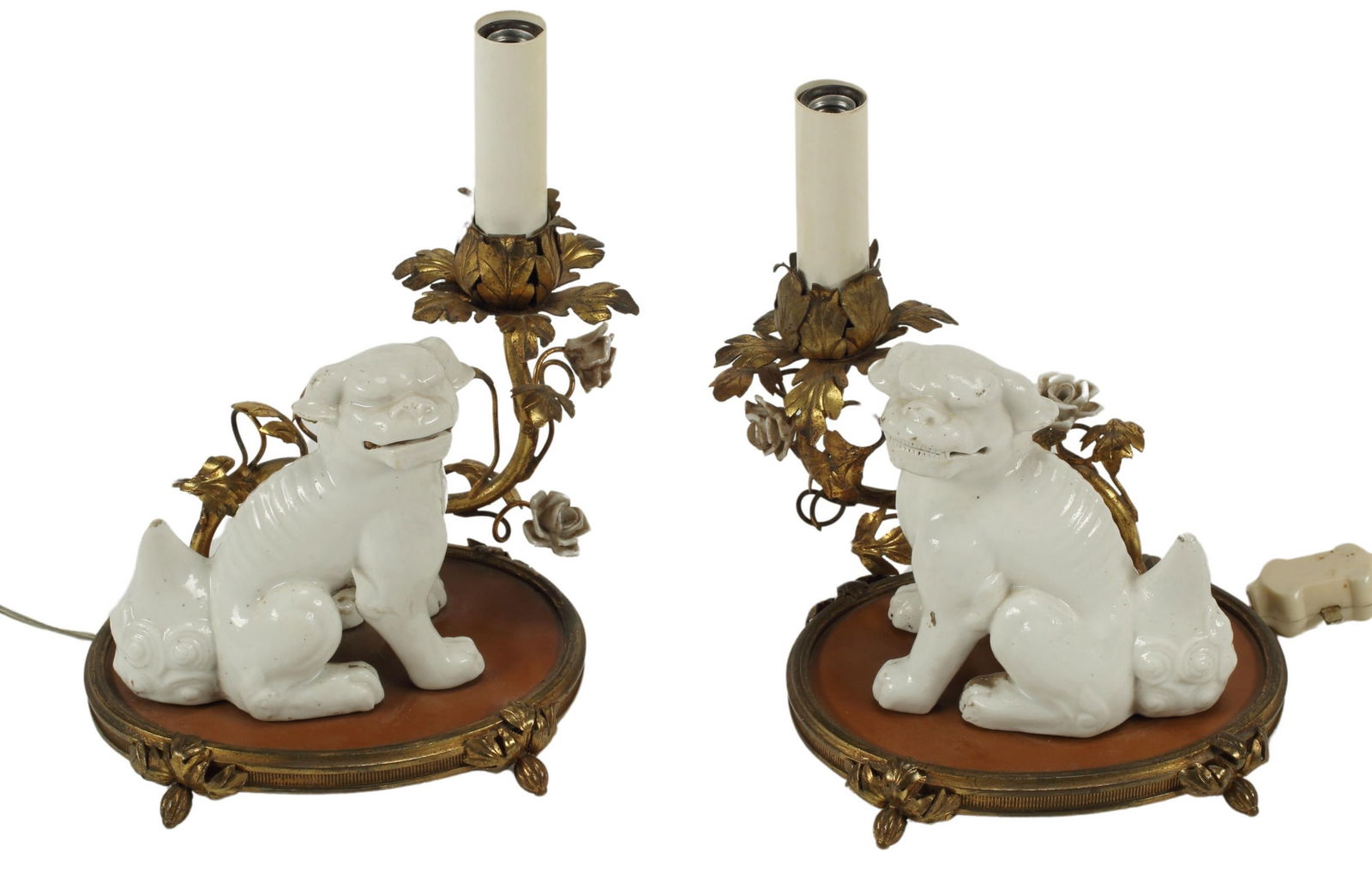 (2) BLANC-DE-CHINE PORCELAIN FOO DOG LAMPS (1 of 3)
