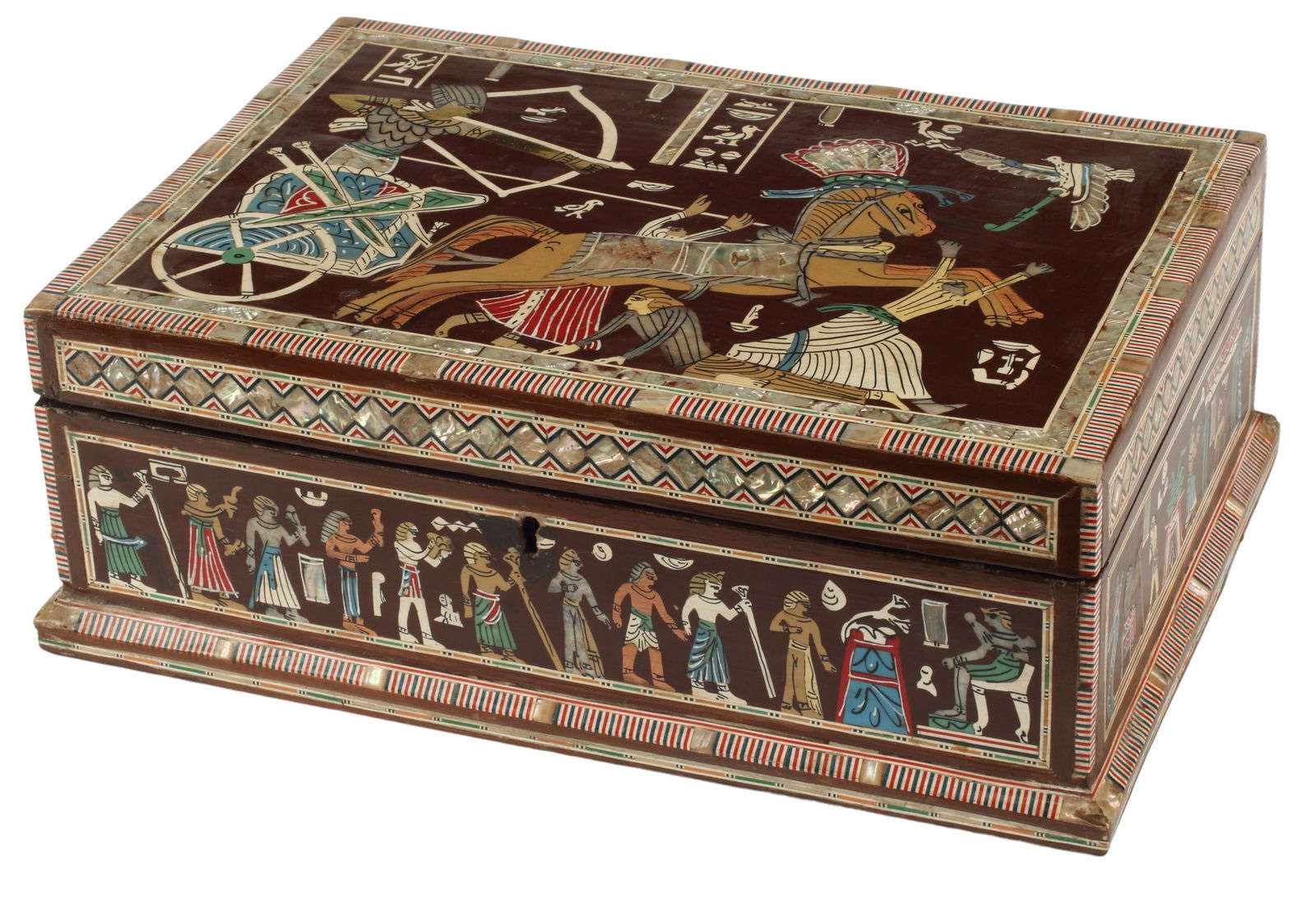 EGYPTIANESQUE INLAID TABLE BOX (1 of 3)
