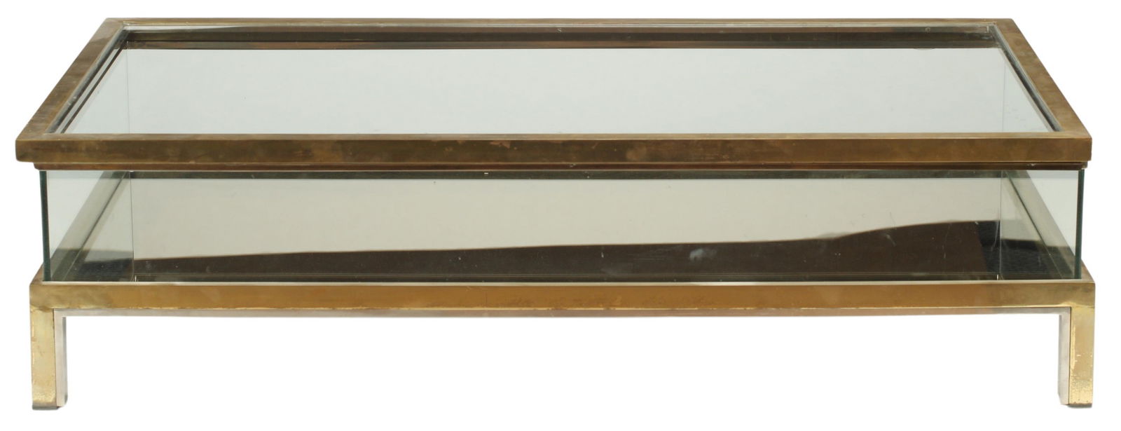 LOW BRASS & GLASS VITRINE COFFEE TABLE (1 of 3)