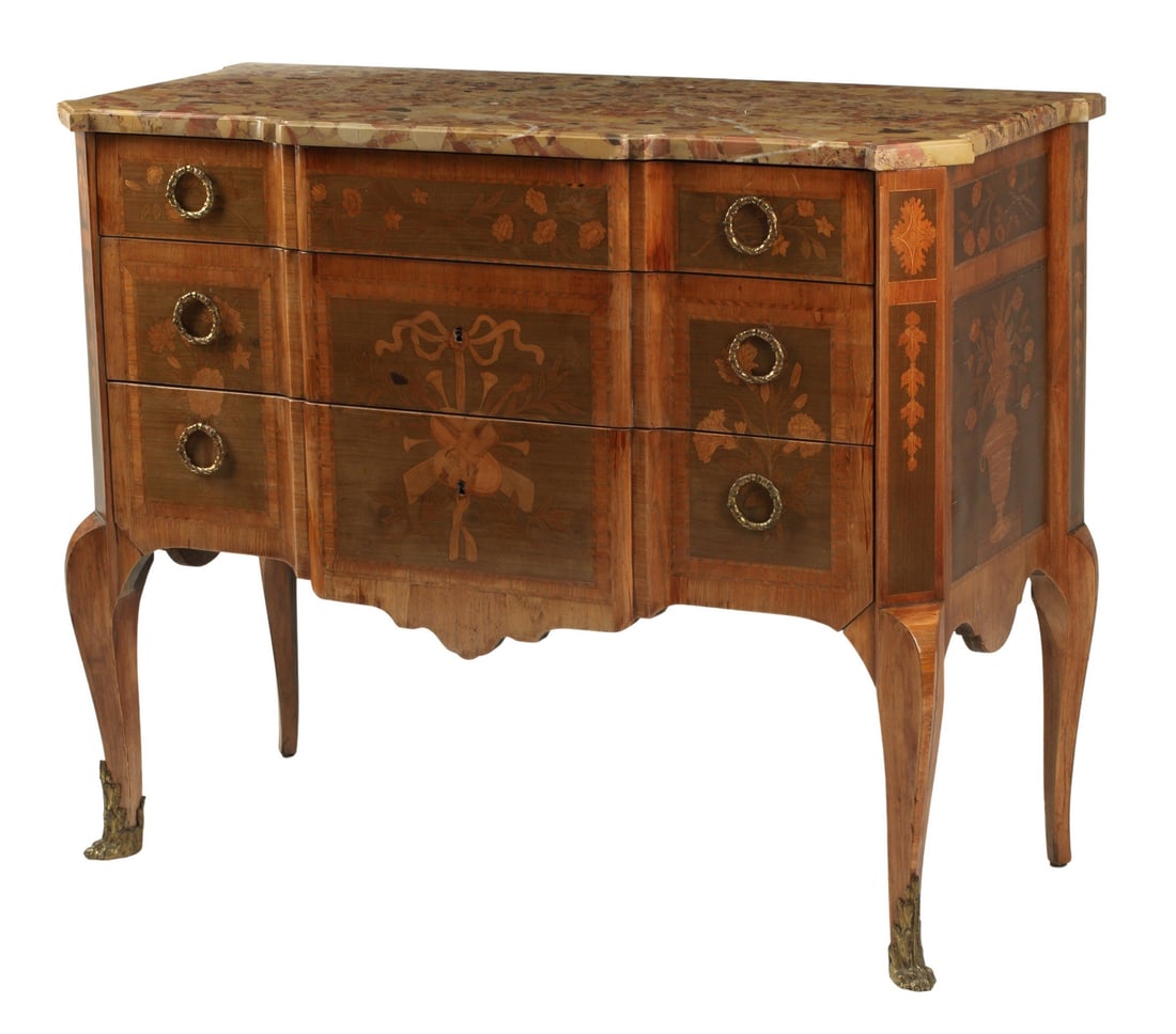 FRENCH TRANSITIONAL-STYLE MARBLE-TOP COMMODE (1 of 4)
