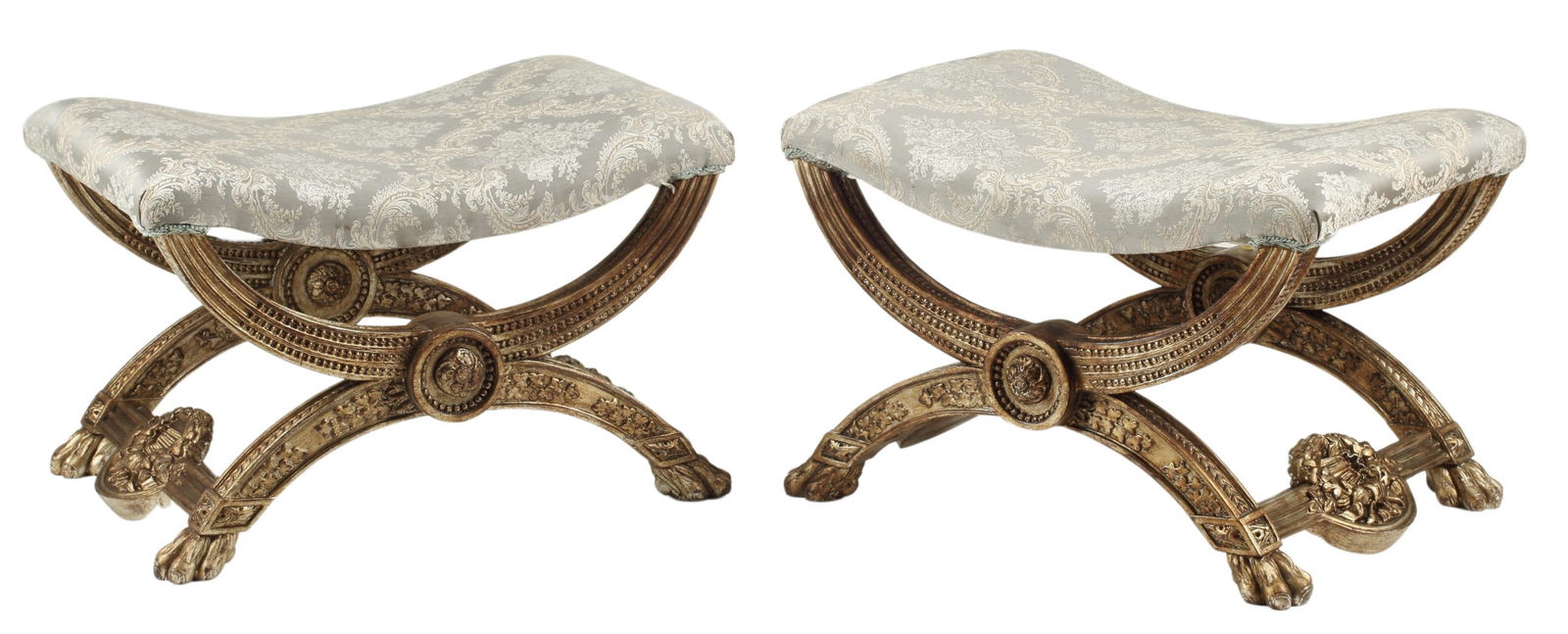 (2) NEOCLASSICAL STYLE GILT CURULE STOOLS (1 of 4)