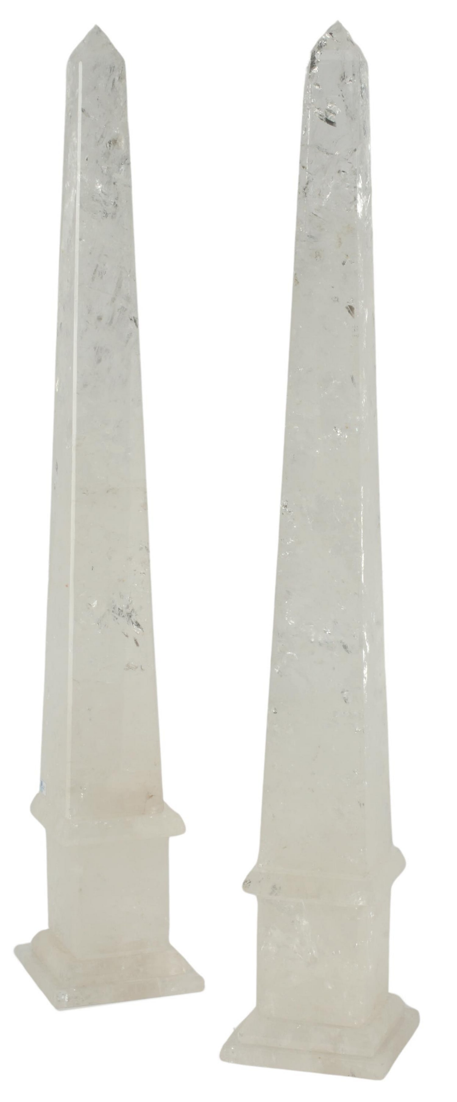 (2) LARGE ROCK CRYSTAL OBELISKS, 29"H (1 of 5)