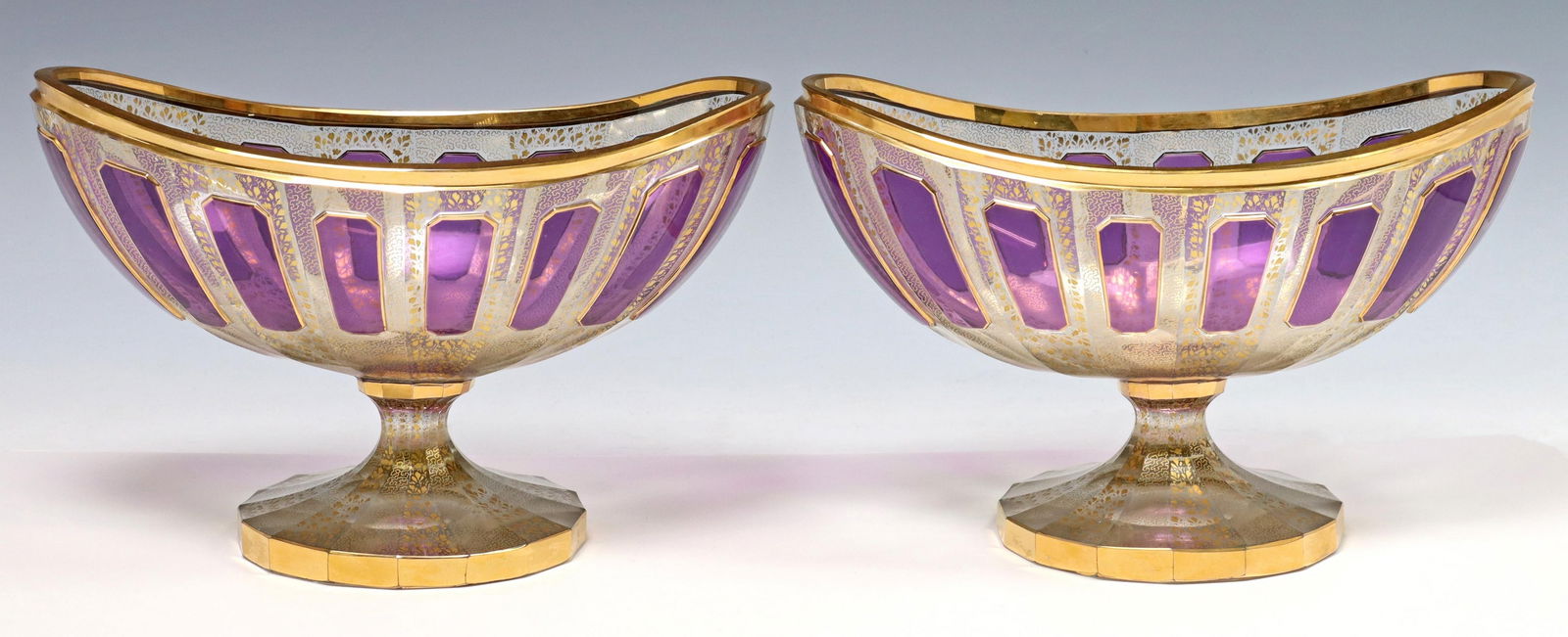 (2) MOSER (ATTRIB) AMETHYST CABOCHON COMPOTES (1 of 3)