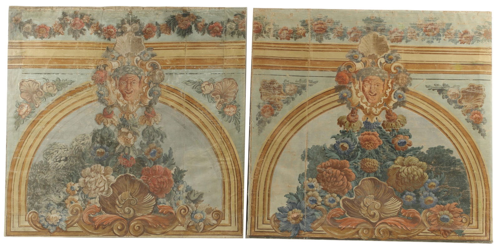 (2) ITALIAN SCHOOL PAINTED CANVAS WALL PANELS (1 of 5)