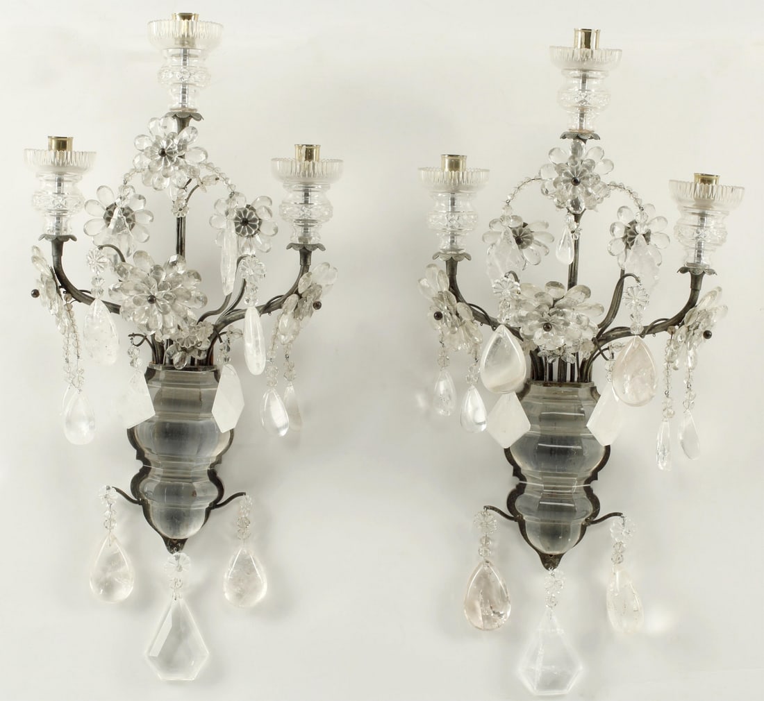 (2) MAISON BAGUES STYLE ROCK CRYSTAL URN SCONCES (1 of 4)