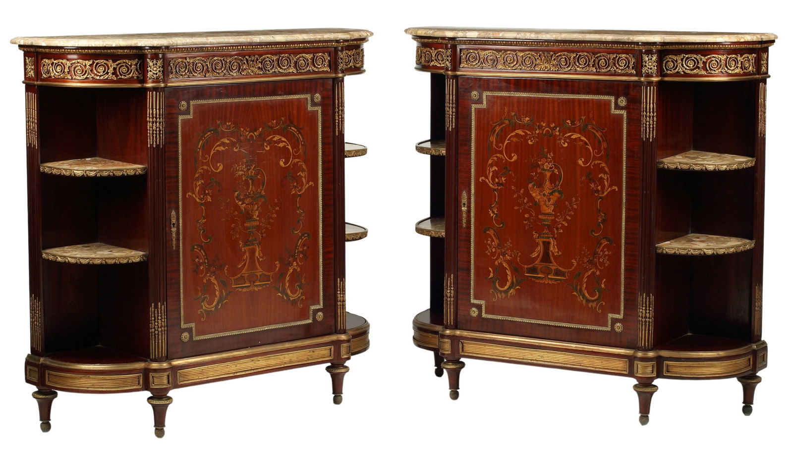 (2) LOUIS XVI STYLE ORMOLU & MARQUETRY SERVERS (1 of 5)