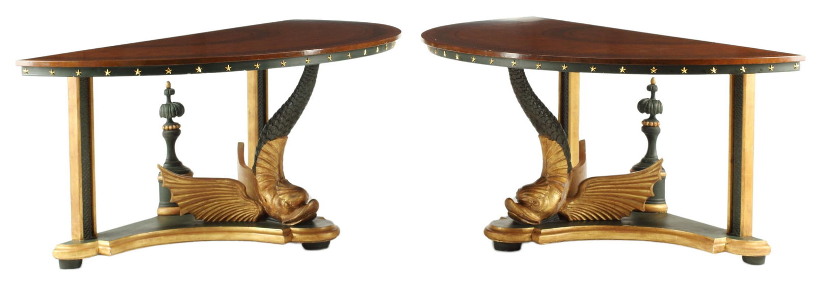 (2) PARCEL GILT DOLPHIN CONSOLE TABLES (1 of 5)