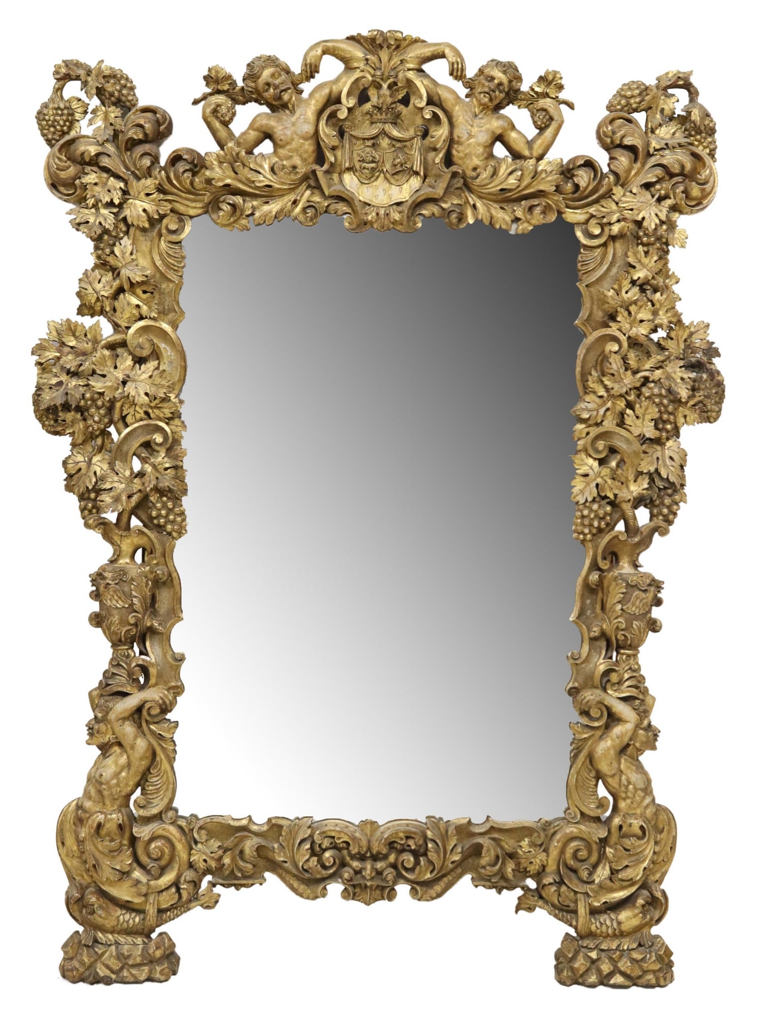 FINE CONTINENTAL GILTWOOD ARMORIAL MIRROR 75"x57" (1 of 3)