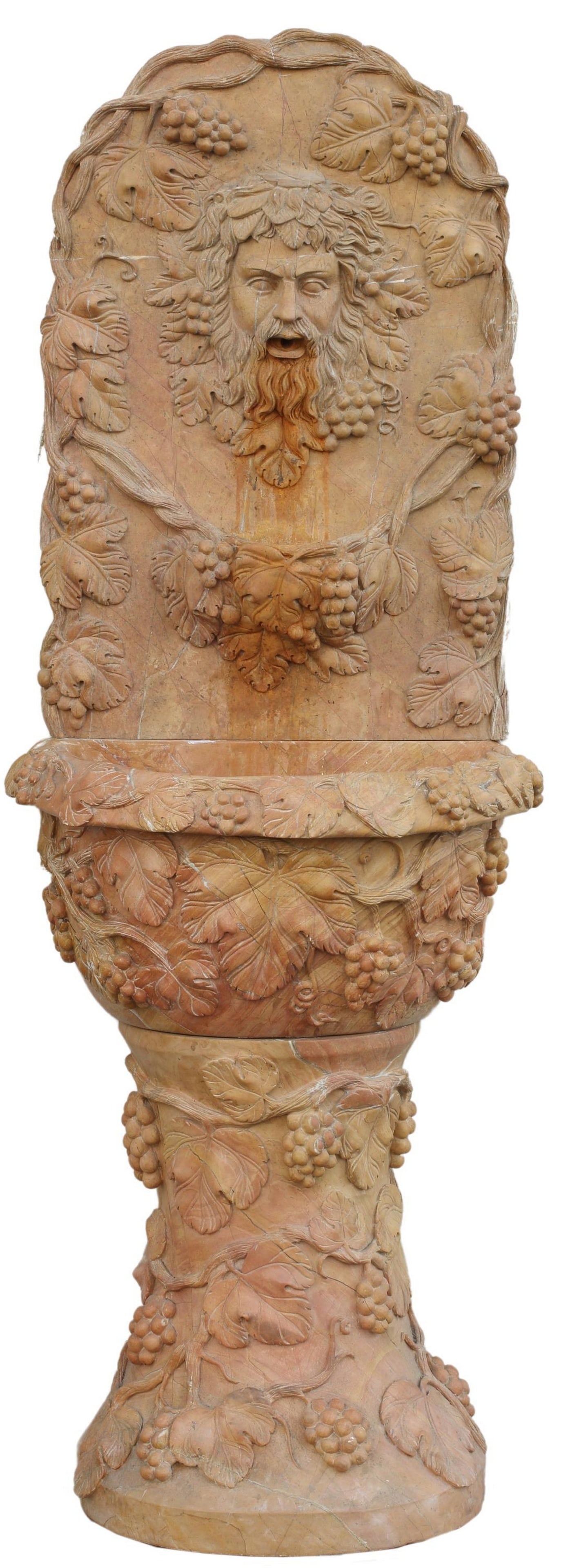 CARVED MARBLE GRAPEVINES MASK GARDEN FOUNTAIN (1 of 4)
