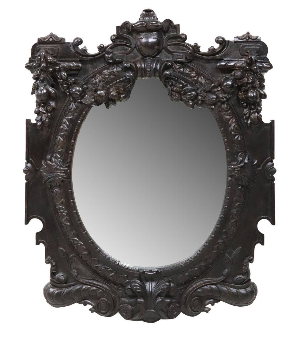 LARGE BAROQUE STYLE CARVED MIRROR, 54.5" X 44" (1 of 3)