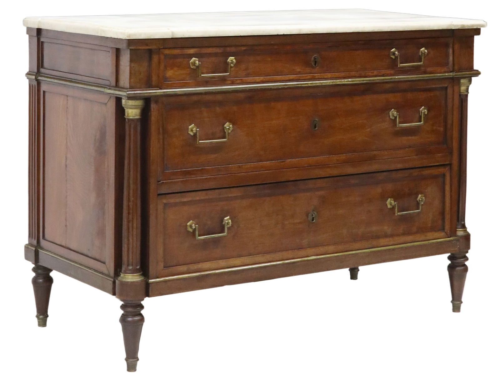 FRENCH LOUIS XVI STYLE MARBLE-TOP MAHOGANY COMMODE (1 of 5)
