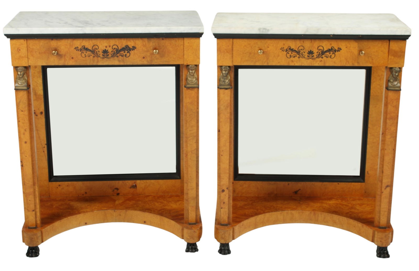 (2) CHARLES X STYLE MARBLE-TOP CONSOLE TABLES (1 of 3)