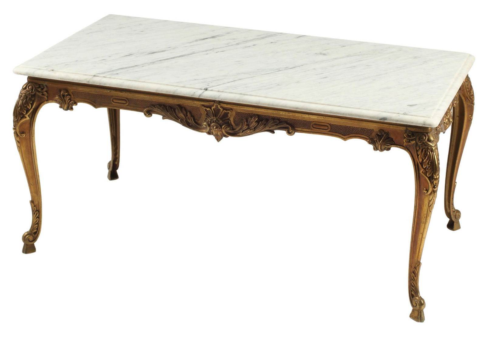 LOUIS XV STYLE MARBLE-TOP GILT METAL COFFEE TABLE (1 of 3)