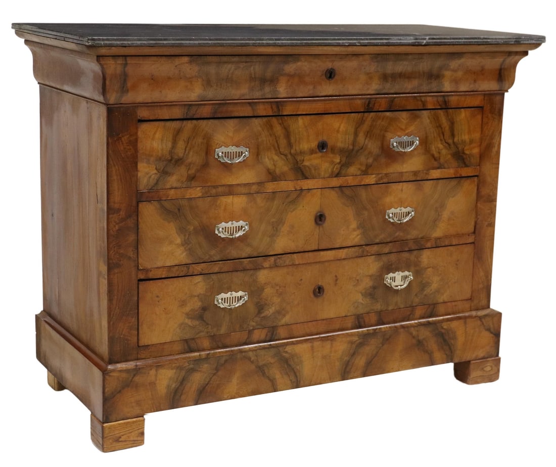 FRENCH LOUIS PHILIPPE PERIOD BURL WALNUT COMMODE (1 of 5)