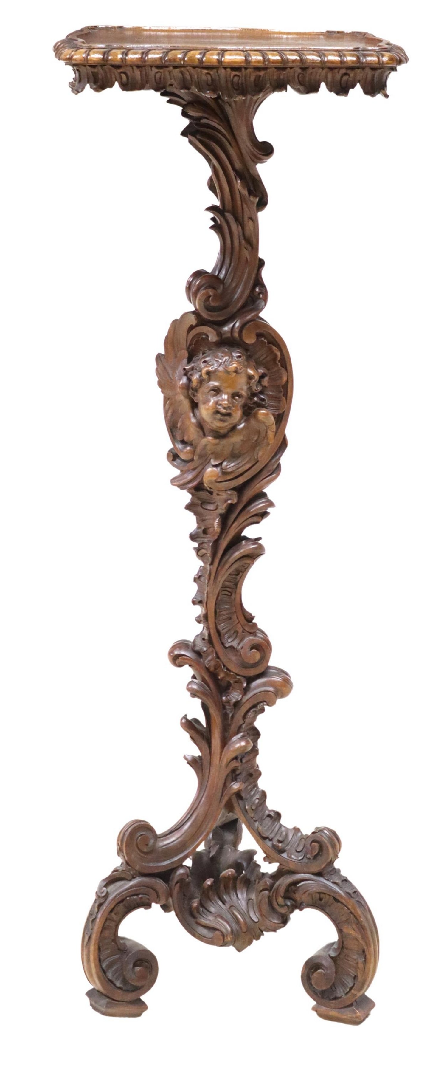 FRENCH CARVED SCROLLWORK PEDESTAL/ PLANT STAND (1 of 5)